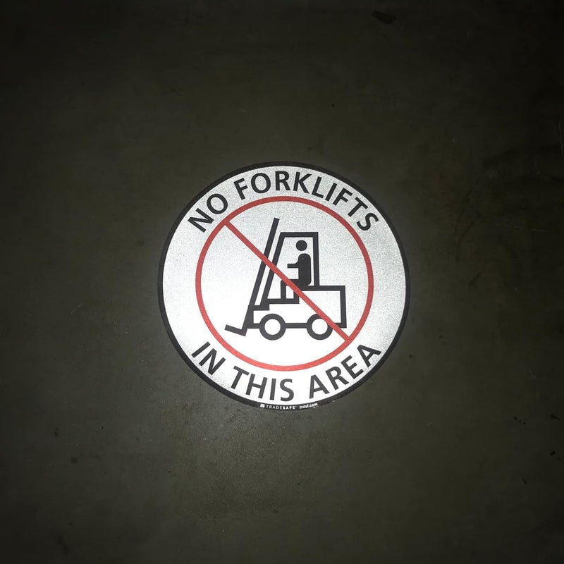 TRADESAFE No Forklifts In This Area Anti-Slip Floor Sticker - Forklift Decal Floor Sign, Peel and Stick Adhesive Vinyl Sign, ANSI-Compliant, 17” Diameter Round Sticker - Image 4