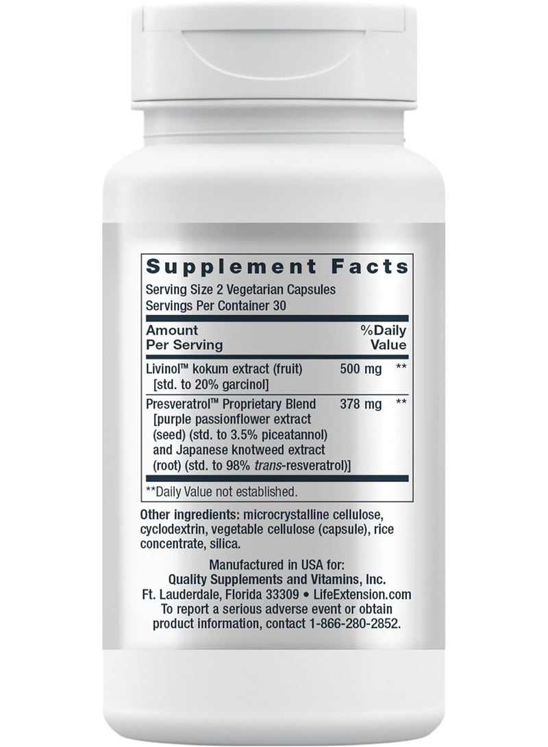 لايف إكستنشن تجديد الخلايا الجذعية الصحية، مستخلص الكوكوم، ترانس ريسفيراترول، 60 كبسولة، 30 حصة - Image 2