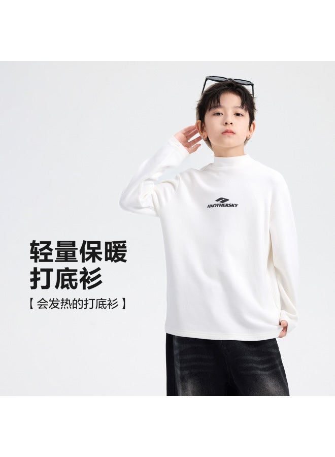 Boys' Autumn And Winter Half Turtleneck German Velvet Bottoming Shirt  New Kidsren's Clothing Boys' Warm Long-sleeved Inner T-shirt