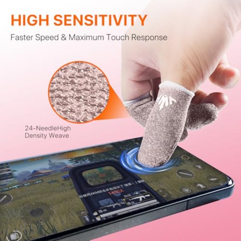 10 Pack Silver Fiber Dedales Gamer Anti Slip Sweat Proof Gaming Finger Sleeves Cots Mobile Phone Gloves Guantes para Durable Thumb Covers for Pubg Pink 10-Pack + Storage Box - Image 3