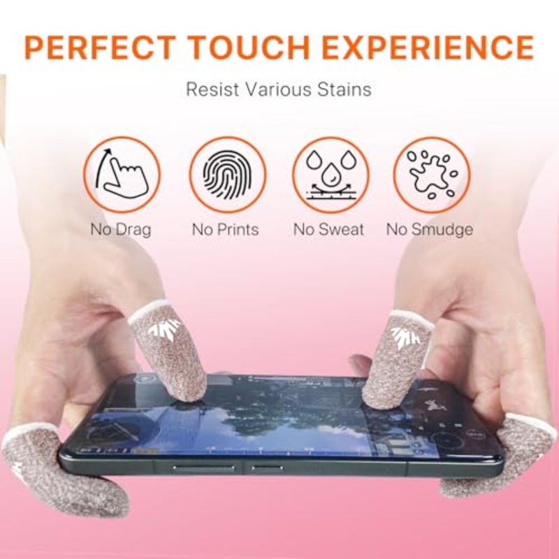 10 Pack Silver Fiber Dedales Gamer Anti Slip Sweat Proof Gaming Finger Sleeves Cots Mobile Phone Gloves Guantes para Durable Thumb Covers for Pubg Pink 10-Pack + Storage Box - Image 4