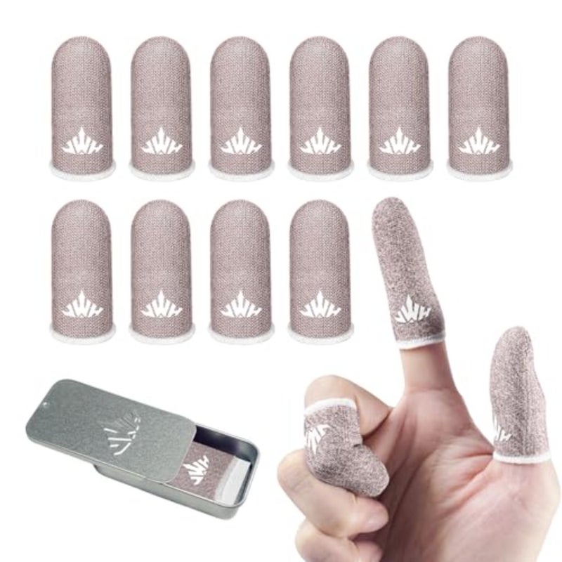 10 Pack Silver Fiber Dedales Gamer Anti Slip Sweat Proof Gaming Finger Sleeves Cots Mobile Phone Gloves Guantes para Durable Thumb Covers for Pubg Pink 10-Pack + Storage Box - Image 1