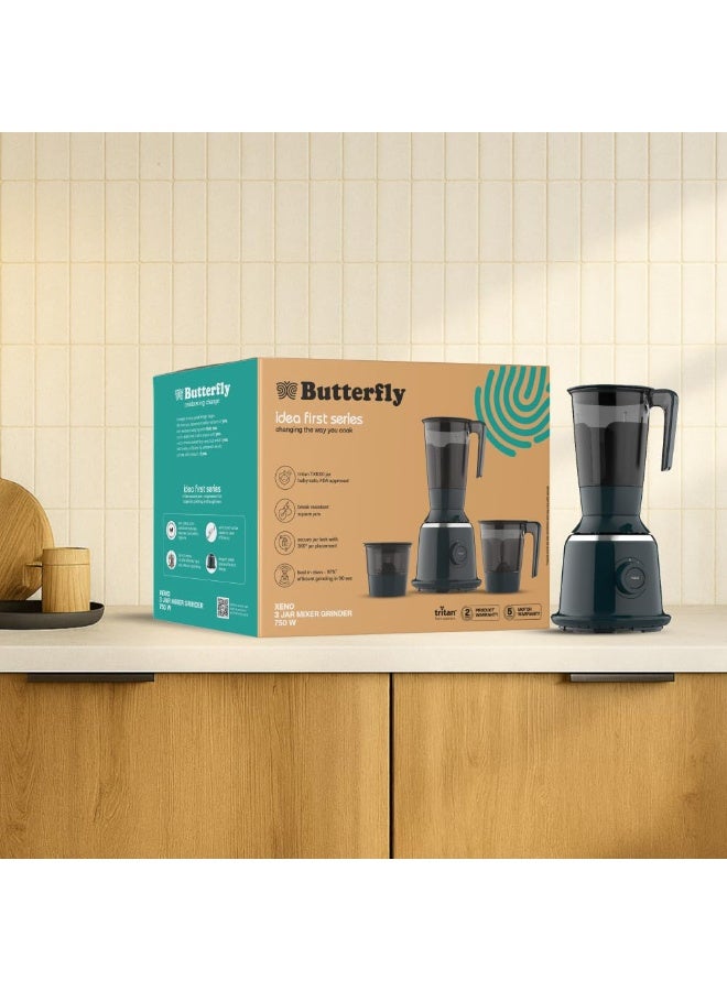 Butterfly Xeno 750W Mixer/Grinder/Smoothie Maker/Blender | 3 Unbreakable Eastman Tritan Jars | Vortex Blades & Torx21 Motor - Efficient Wet & Dry Grinding, Juicing & Blending| 5 Years Warranty - Image 2