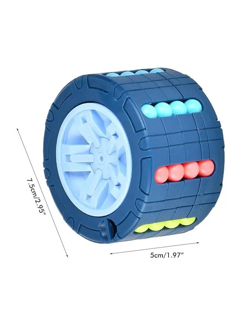 Goolsky 3D Cylinder Cube Toy Magical Bean Gyro Rotate Slide Puzzle Games Relieve Stress For Children Educational Montessori Infant Toys (red, Blue, Black), Thanksgiving Day gift - Image 2