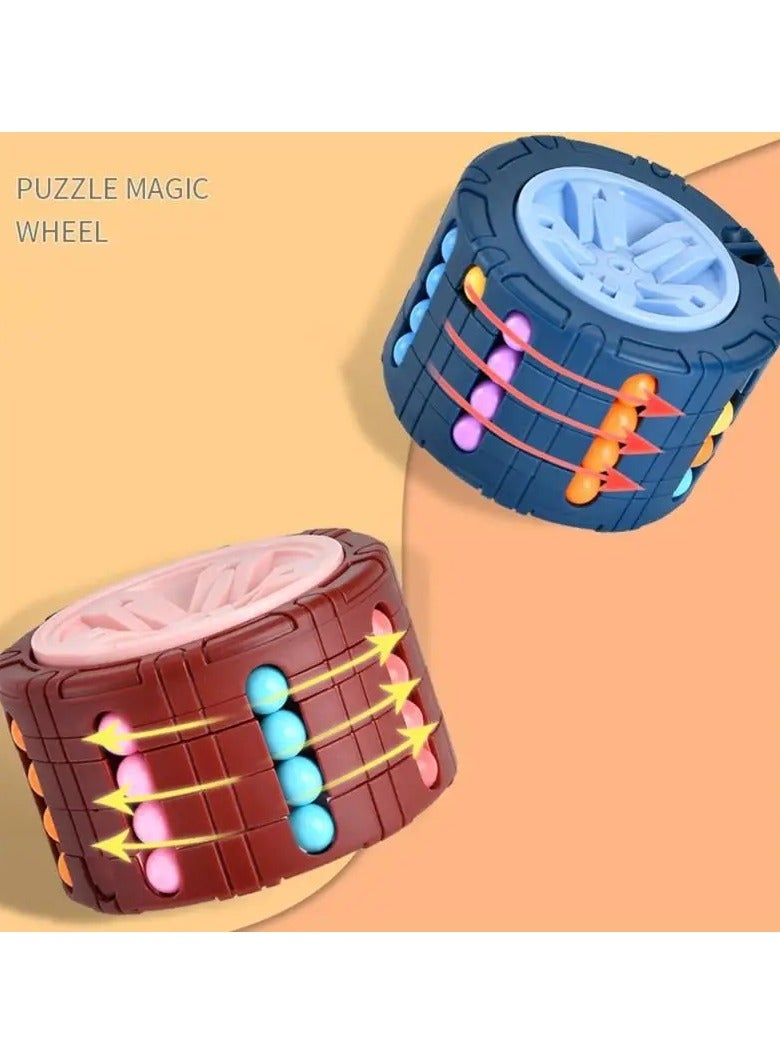 Goolsky 3D Cylinder Cube Toy Magical Bean Gyro Rotate Slide Puzzle Games Relieve Stress For Children Educational Montessori Infant Toys (red, Blue, Black), Thanksgiving Day gift - Image 4