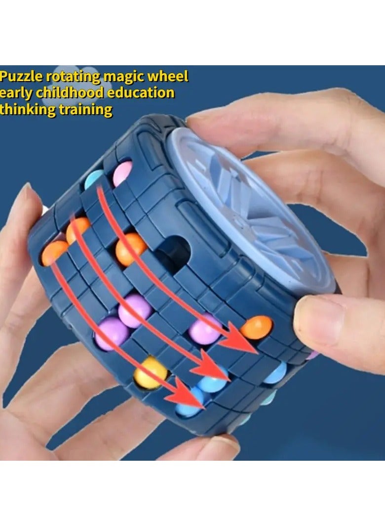 Goolsky 3D Cylinder Cube Toy Magical Bean Gyro Rotate Slide Puzzle Games Relieve Stress For Children Educational Montessori Infant Toys (red, Blue, Black), Thanksgiving Day gift - Image 3