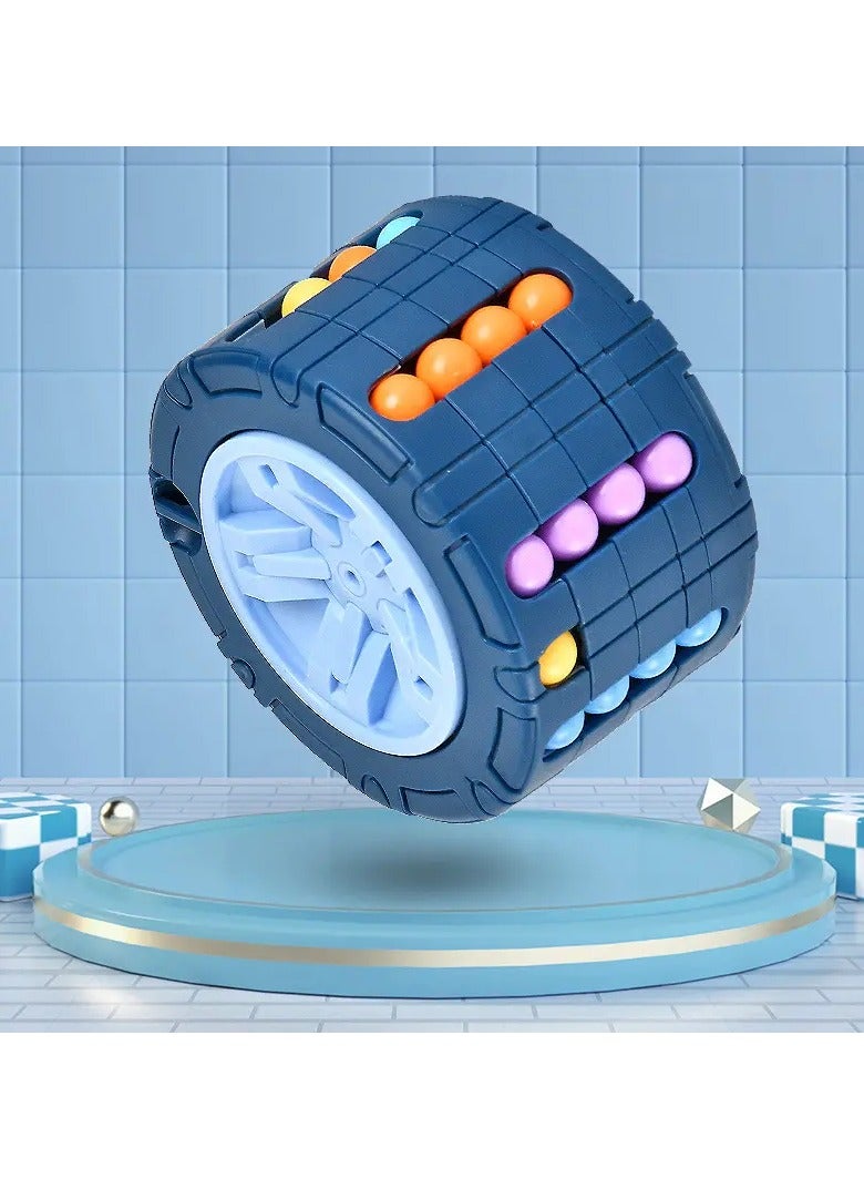 Goolsky 3D Cylinder Cube Toy Magical Bean Gyro Rotate Slide Puzzle Games Relieve Stress For Children Educational Montessori Infant Toys (red, Blue, Black), Thanksgiving Day gift - Image 1