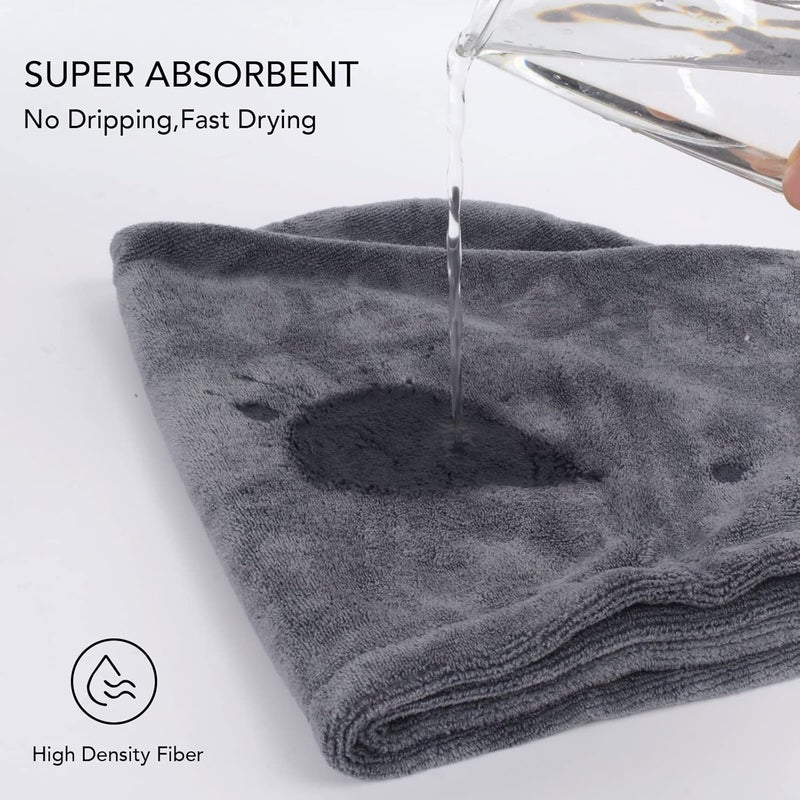 Sinland Microfiber Hair Drying Cap Hair Towel Turban Twist for Women Fast Drying Towels Head Turban Absorbent Soft Lightweight 3 Pack Grey - Image 3