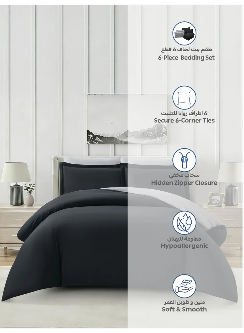Donetella KING (200x200 cm) Solid Duvet Cover Set, Fits 200 × 200 cm Bed, King Size 6-Piece Set, Brushed Microfiber Without Filler  | Best Price UAE