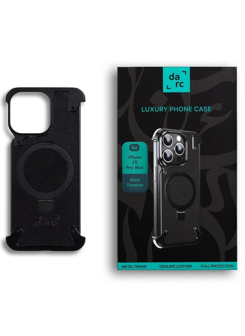 darc Leather Case for iPhone 15 Pro Max Black Titanium  - Image 3