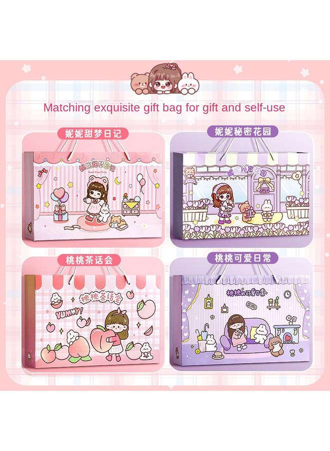 Bluejw Cute Hand Account Book Hand Account Book Children's Stationery Notebook Sticker Hand Account Suit Big Gift Bag Girl Gift Box Girl  - Image 5