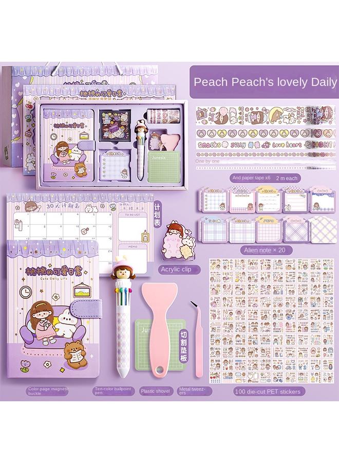 Bluejw Cute Hand Account Book Hand Account Book Children's Stationery Notebook Sticker Hand Account Suit Big Gift Bag Girl Gift Box Girl  - Image 1