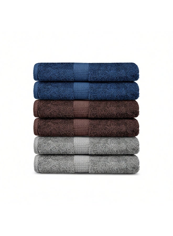 Lavish Touch 100% Cotton Face Towels (6 Pcs Pack, 3 colors, 30x30 cm) - 550 GSM Face Towels Super Absorbent and Soft, Ideal for Everyday use - Image 1