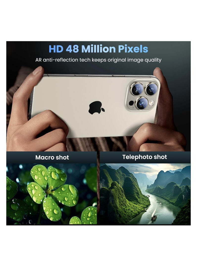 Aookay Compatible with iPhone 16 Pro / iPhone 16 Pro Max Camera Lens Protector, [Not Easy to Break][Strong Adsorption][Case-Friendly] Metal Tempered Glass Rear Camera Screen Cover  (Titanium)  - Image 3