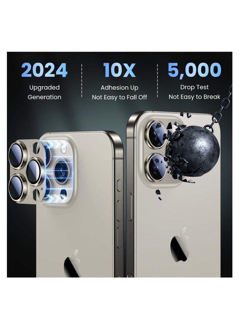 Aookay Compatible with iPhone 16 Pro / iPhone 16 Pro Max Camera Lens Protector, [Not Easy to Break][Strong Adsorption][Case-Friendly] Metal Tempered Glass Rear Camera Screen Cover  (Titanium)  - Image 5
