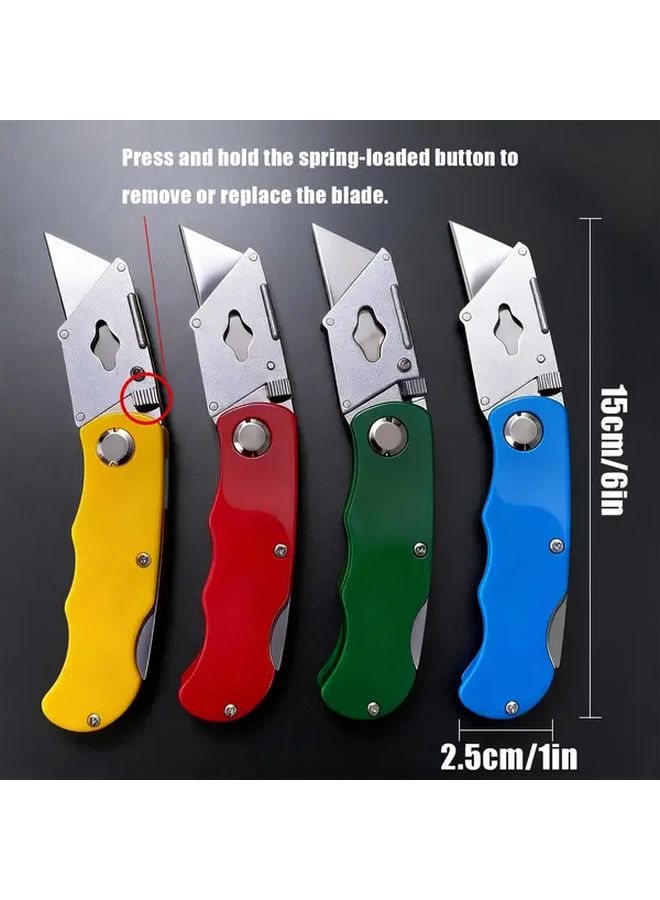 Heavy Duty Folding Box Cutter Set Multicolor Retractable with Lock 10 Blades - Image 2