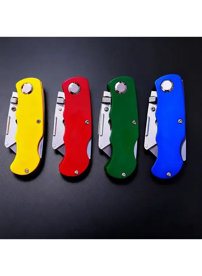 Heavy Duty Folding Box Cutter Set Multicolor Retractable with Lock 10 Blades - Image 3