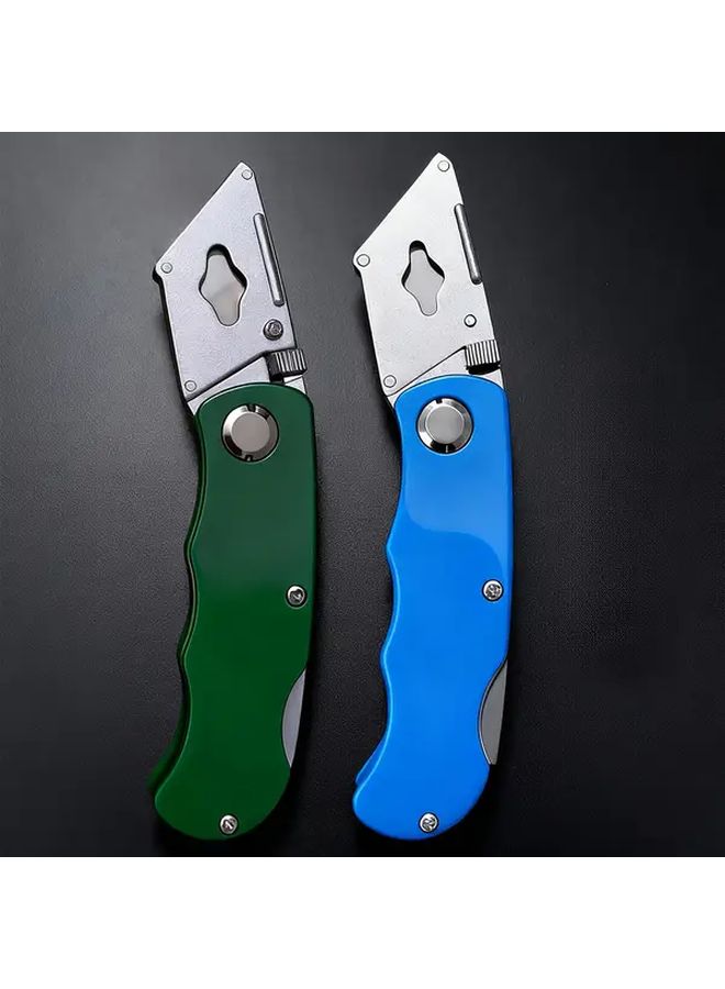 Heavy Duty Folding Box Cutter Set Multicolor Retractable with Lock 10 Blades - Image 5