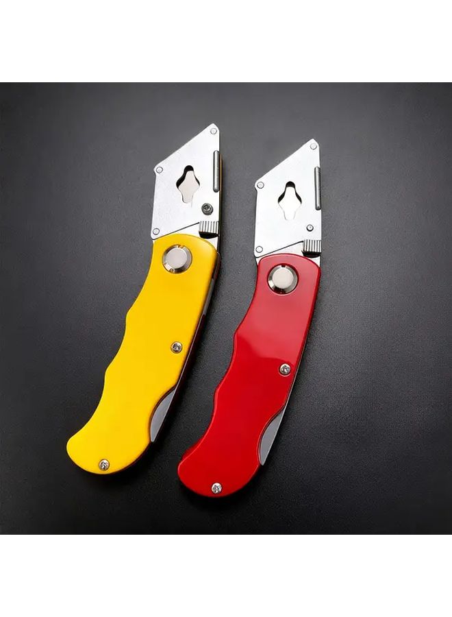 Heavy Duty Folding Box Cutter Set Multicolor Retractable with Lock 10 Blades - Image 4