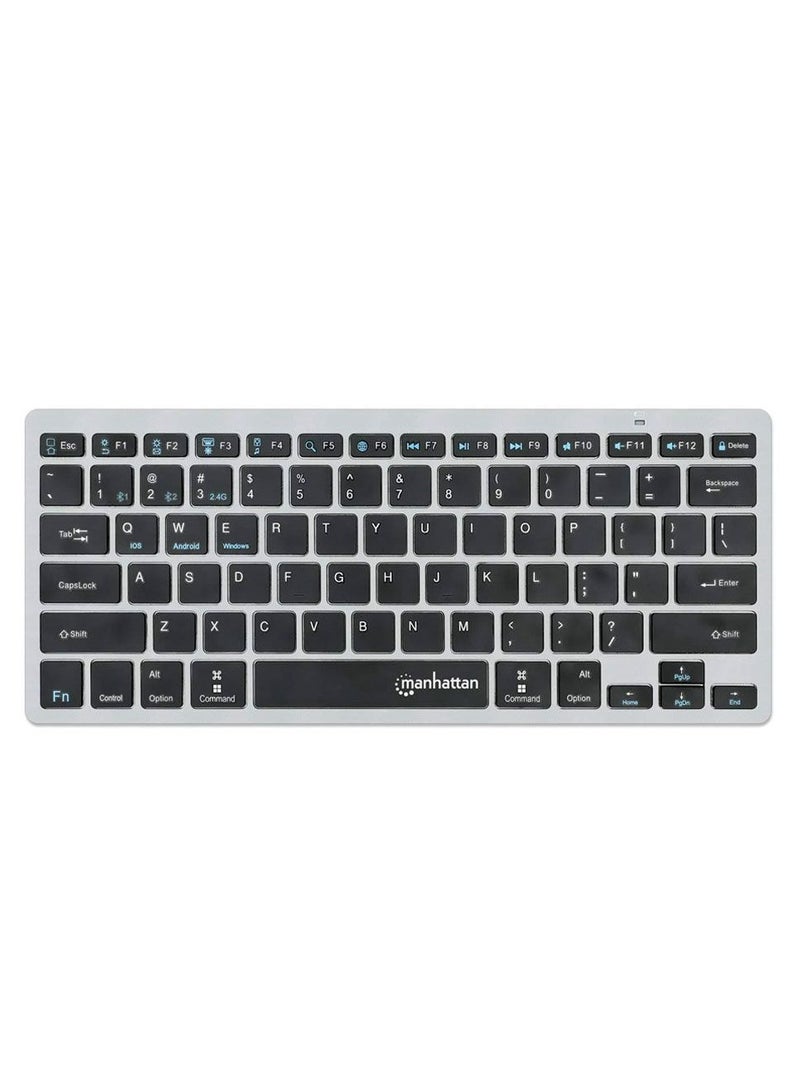 Manhattan Manhattan Ultra Slim Dual-Mode Wireless Keyboard - 180559 - Dark Gray / Black - Image 2