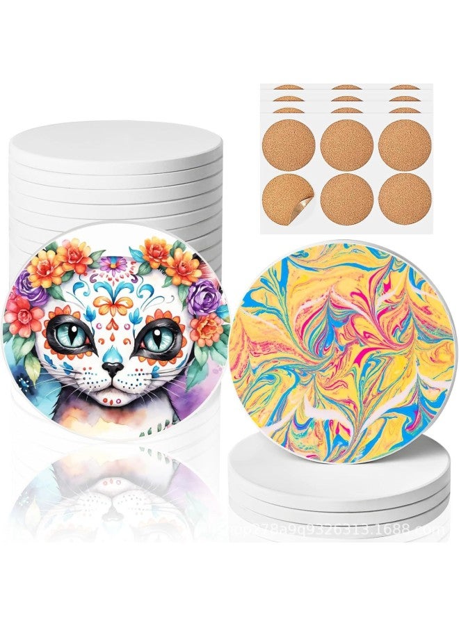 Blank Ceramic Absorbent Coaster White Embryo With Cork Support UV Print Painting Ceramic Tile-Color:Square 15cm-Specifications:Single Independent Bubble Bag Packaging  - Image 2