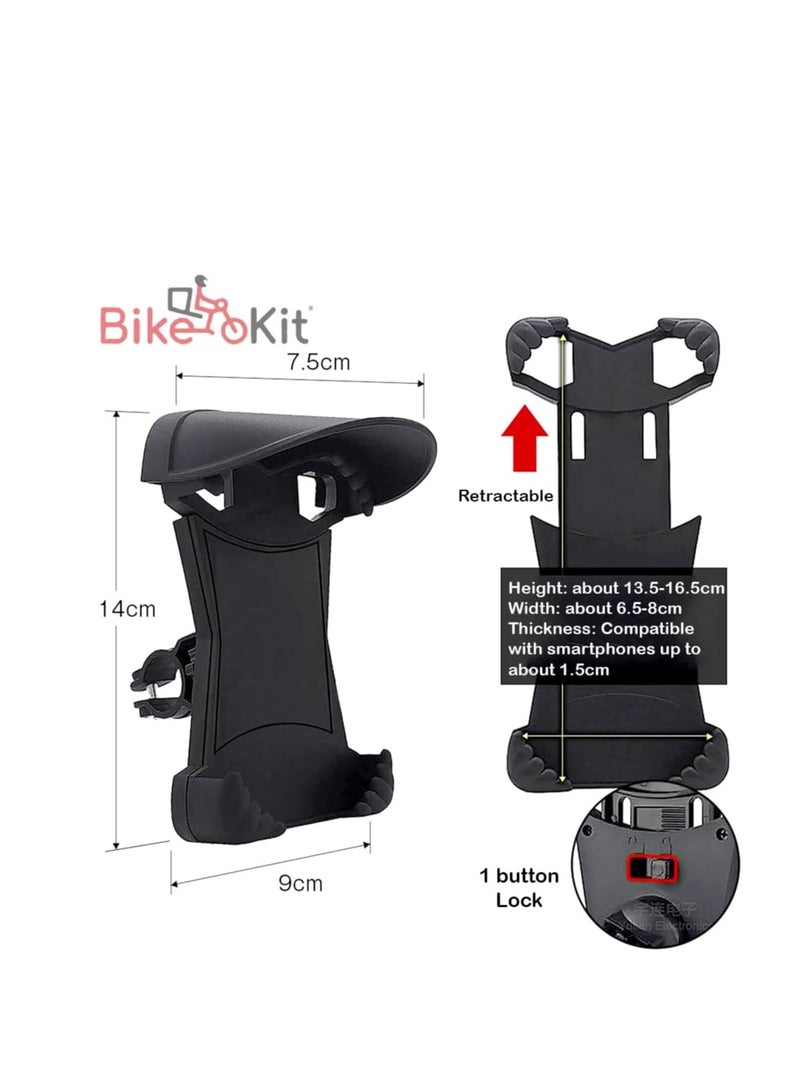 Bike Kit BikeKit Motorcycle Phone Holder with Charger, Sunshade, One-Button Lock, Waterproof, 360 Rotatable, Universal Phone Stand - Image 3