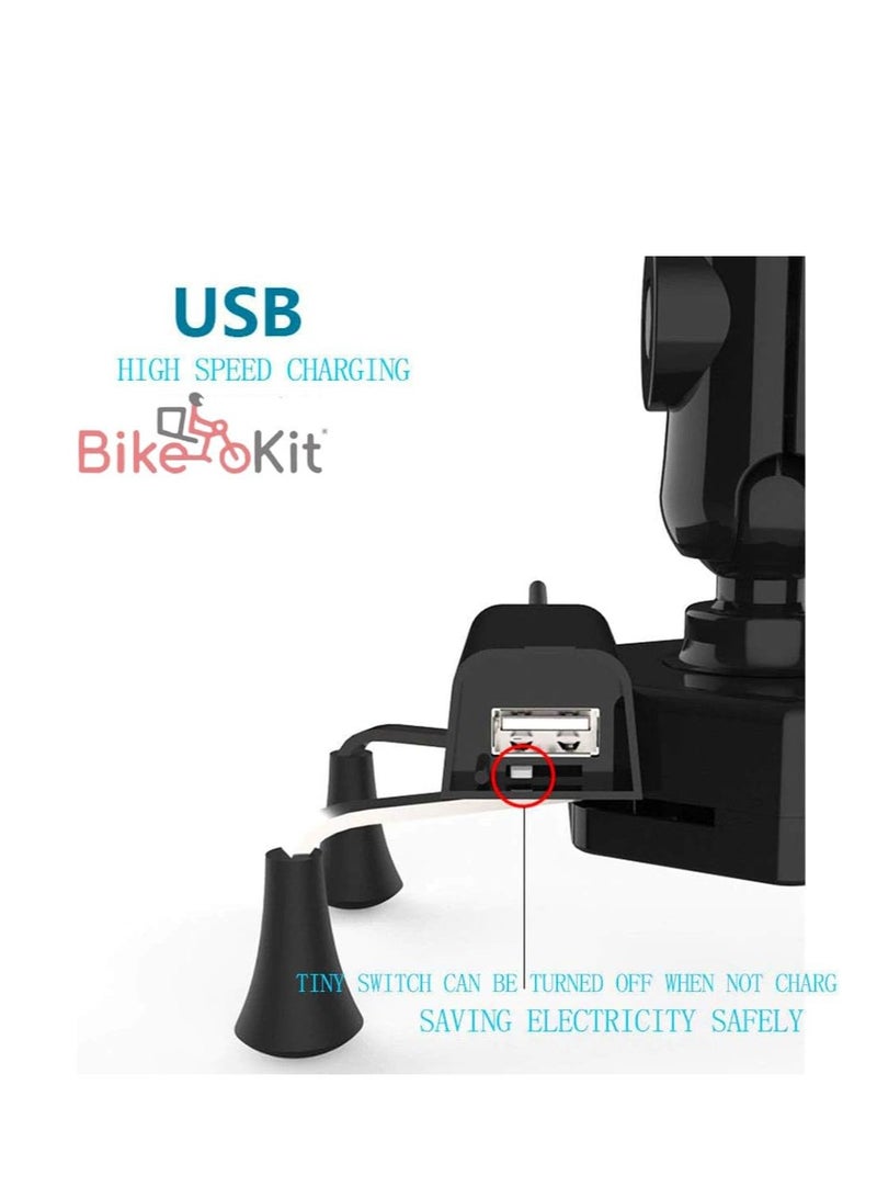 Bike Kit BikeKit Motorcycle Phone Holder with Charger, Sunshade, One-Button Lock, Waterproof, 360 Rotatable, Universal Phone Stand - Image 4