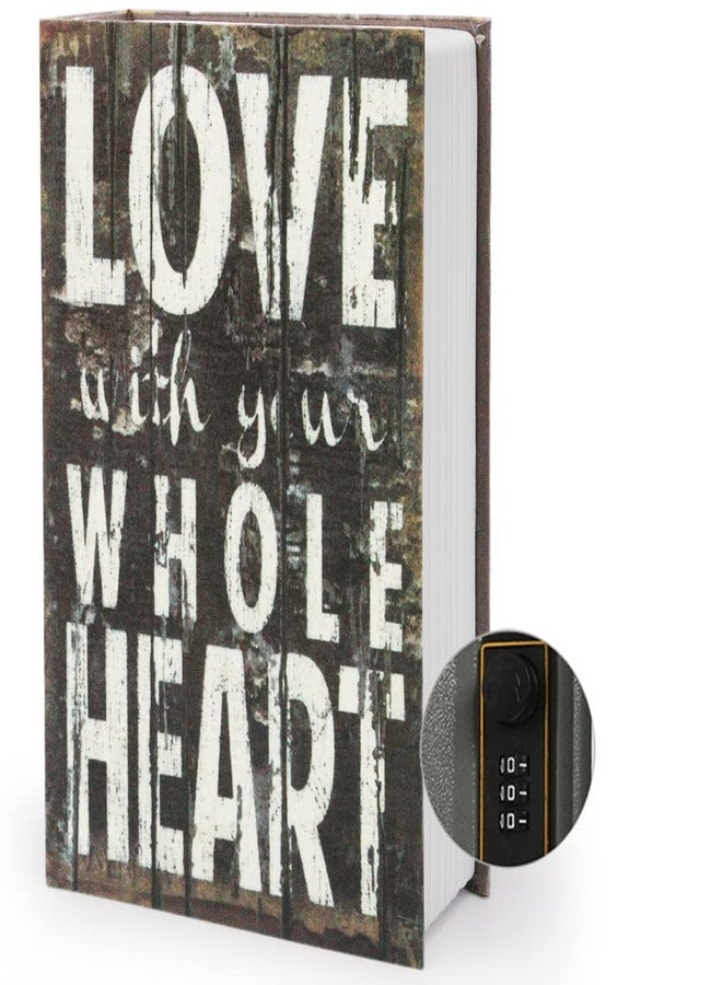 PACOLO Secure Book Safe with Combination Lock, Storage Box for Valuables, 9.5"×6"×2.2" (Love,Combination) - Image 1
