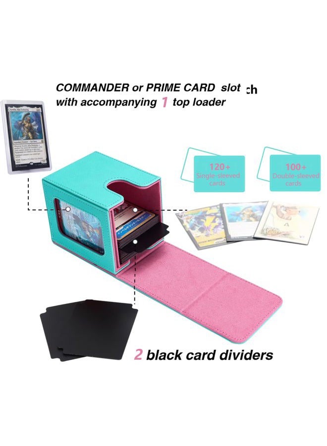 Venssu MTG Deck Box for Commander Display,Card Deck Boxes Fits 100 Double Sleeved Cards, TCG Card Storage Box (Turquoise and Pink, 1 window) - Image 2