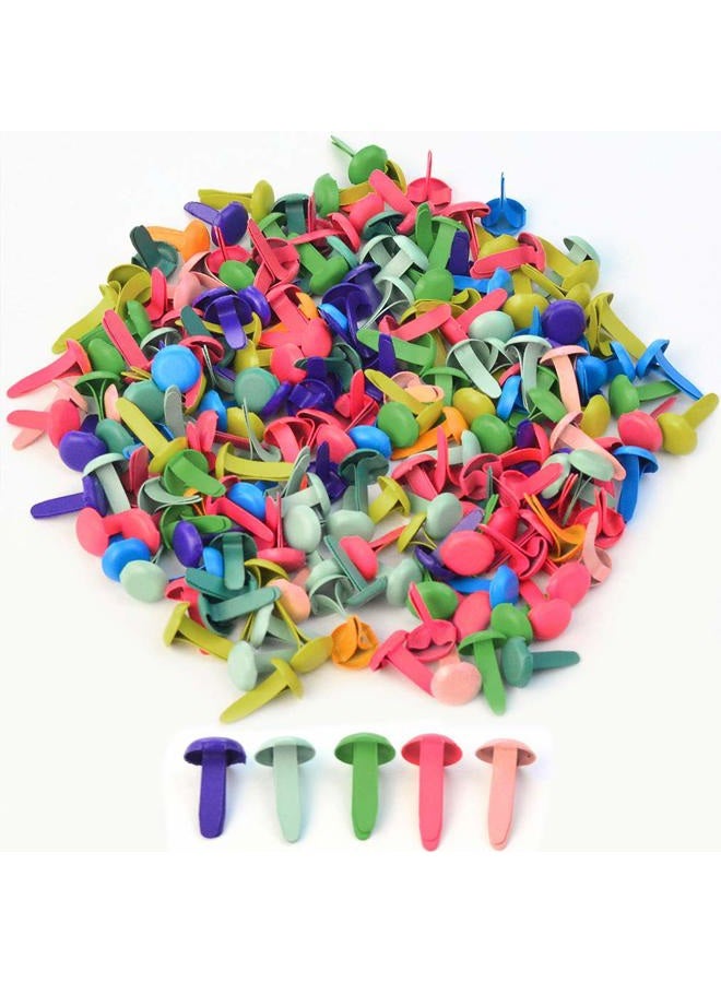 baotongle 500 PCS Paper Fasteners, Brass Plated Scrapbooking Brads Round Metal Brads with Storage Bag for Crafts Making DIY (Colorful, 8mm) - Image 2
