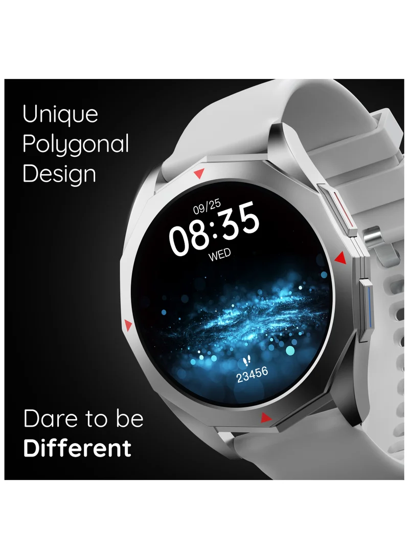 Pebble Rio 1.39" HD Display, Bluetooth Calling Full Touch Screen Smart Watch for Men & Women, Health Suite, Multiple Watch Faces, Multi Sports Modes, DIY Watch Faces, Metal Body, World Clock, Moonlight Grey