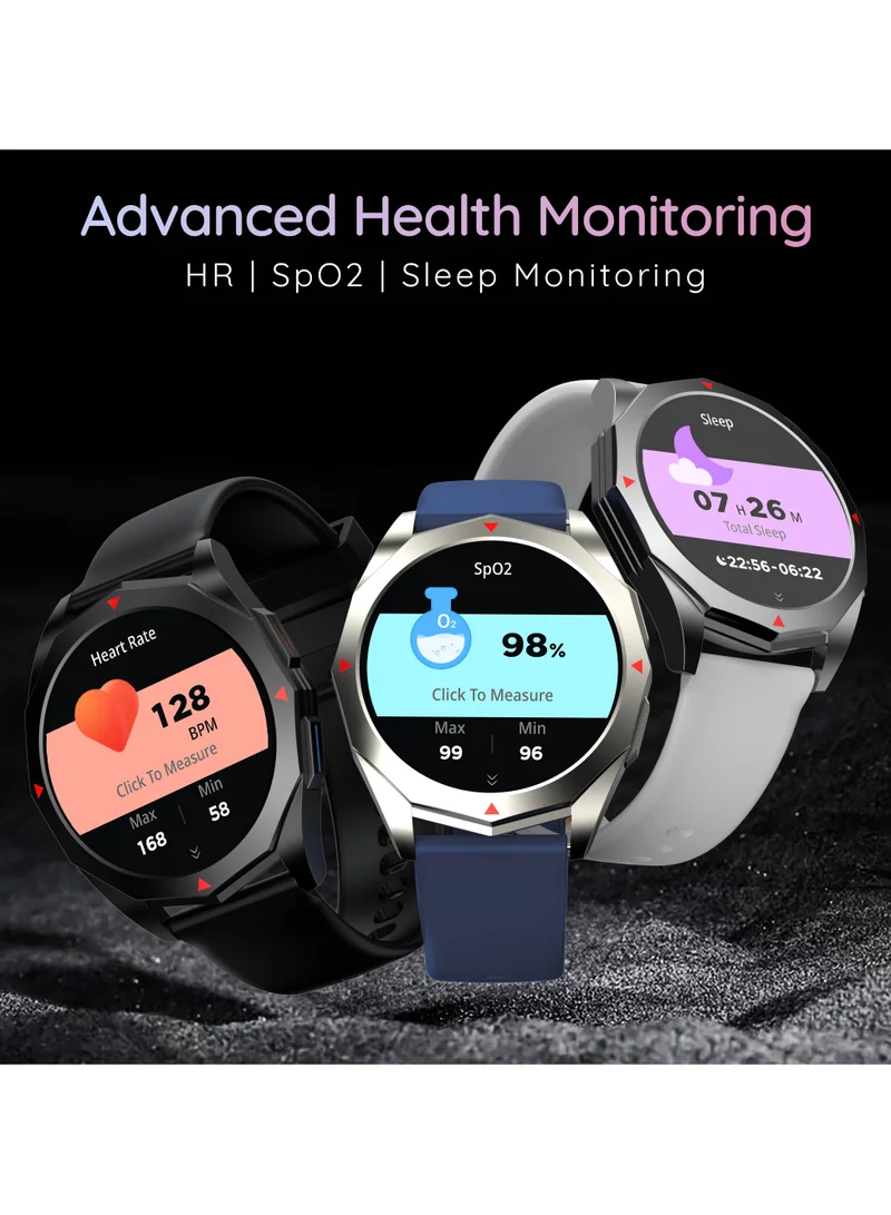 Pebble Rio 1.39" HD Display, Bluetooth Calling Full Touch Screen Smart Watch for Men & Women, Health Suite, Multiple Watch Faces, Multi Sports Modes, DIY Watch Faces, Metal Body, World Clock, Moonlight Grey