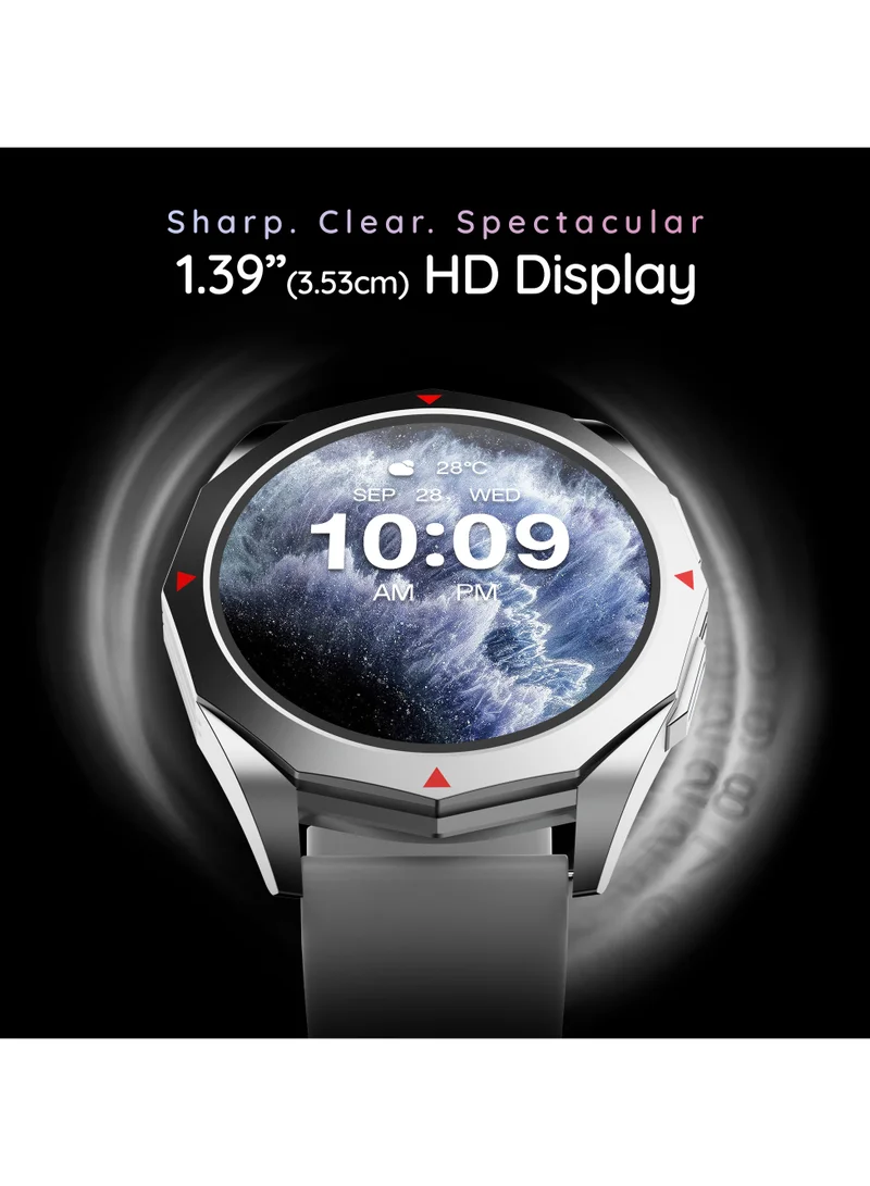 Pebble Rio 1.39" HD Display, Bluetooth Calling Full Touch Screen Smart Watch for Men & Women, Health Suite, Multiple Watch Faces, Multi Sports Modes, DIY Watch Faces, Metal Body, World Clock, Moonlight Grey