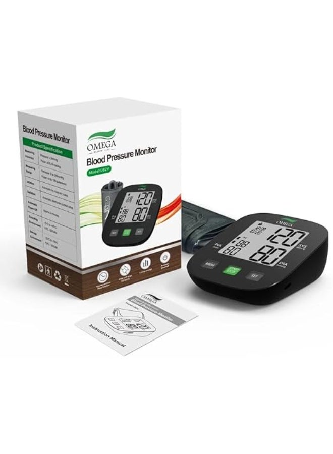 أوميغا جهاز قياس ضغط الدم الرقمي الأصلي من أوميغا – لقياس ضغط الدم ومعدل نبضات القلب تلقائيًا مع شاشة عرض كبيرة ووظيفة حفظ القراءات - Image 1