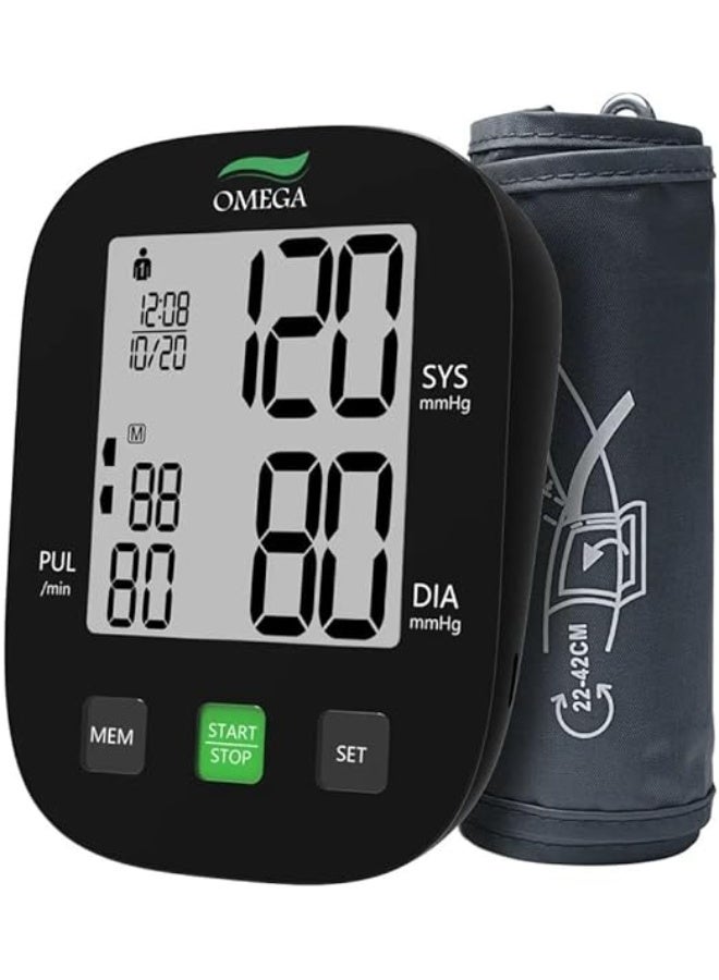 أوميغا جهاز قياس ضغط الدم الرقمي الأصلي من أوميغا – لقياس ضغط الدم ومعدل نبضات القلب تلقائيًا مع شاشة عرض كبيرة ووظيفة حفظ القراءات - Image 2