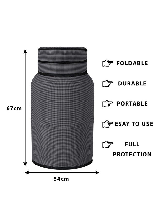 Kuber Industries Kuber Industries Cylinder Cover | Cylinder Tank Cover | Cylinder Cover for Kitchen | Gas Cylinder Cover | PVC LPG Cylinder Cover | Foldable Cylinder Cover | Mini Check | Grey  - Image 3