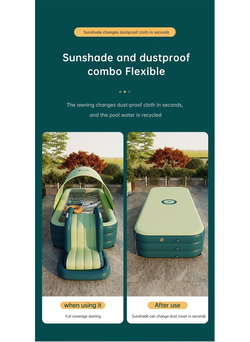 Generic Inflatable Swimming Pool Play Center with Removeable Slide and Sun Shade PVC Material - Image 3