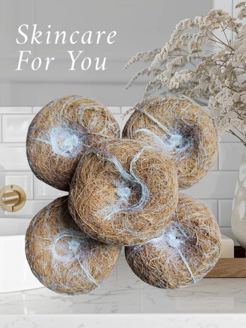 LJL Traders Vetiver Scrub Natural Loofah Pads, Handmade Ayurvedic Kerala Ramacham Scrubbers, Khus Roots, Skin Exfoliating Organic Round Shower Loofah & Bath Sponge Body Brushes, Pack of 5 - Image 2
