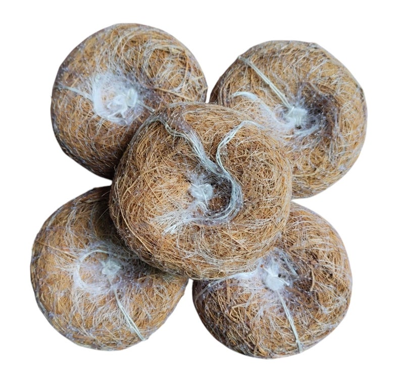 LJL Traders Vetiver Scrub Natural Loofah Pads, Handmade Ayurvedic Kerala Ramacham Scrubbers, Khus Roots, Skin Exfoliating Organic Round Shower Loofah & Bath Sponge Body Brushes, Pack of 5 - Image 1