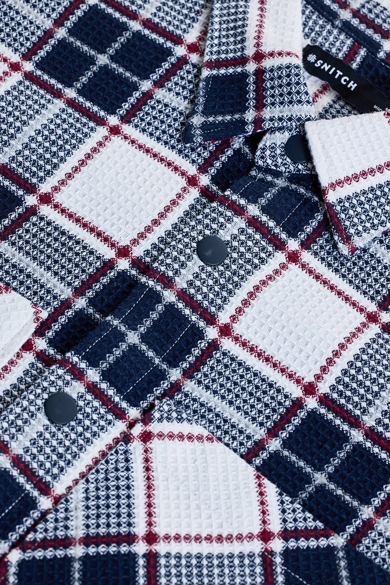 SNITCH Navy Checks Relaxed Fit Overshirt