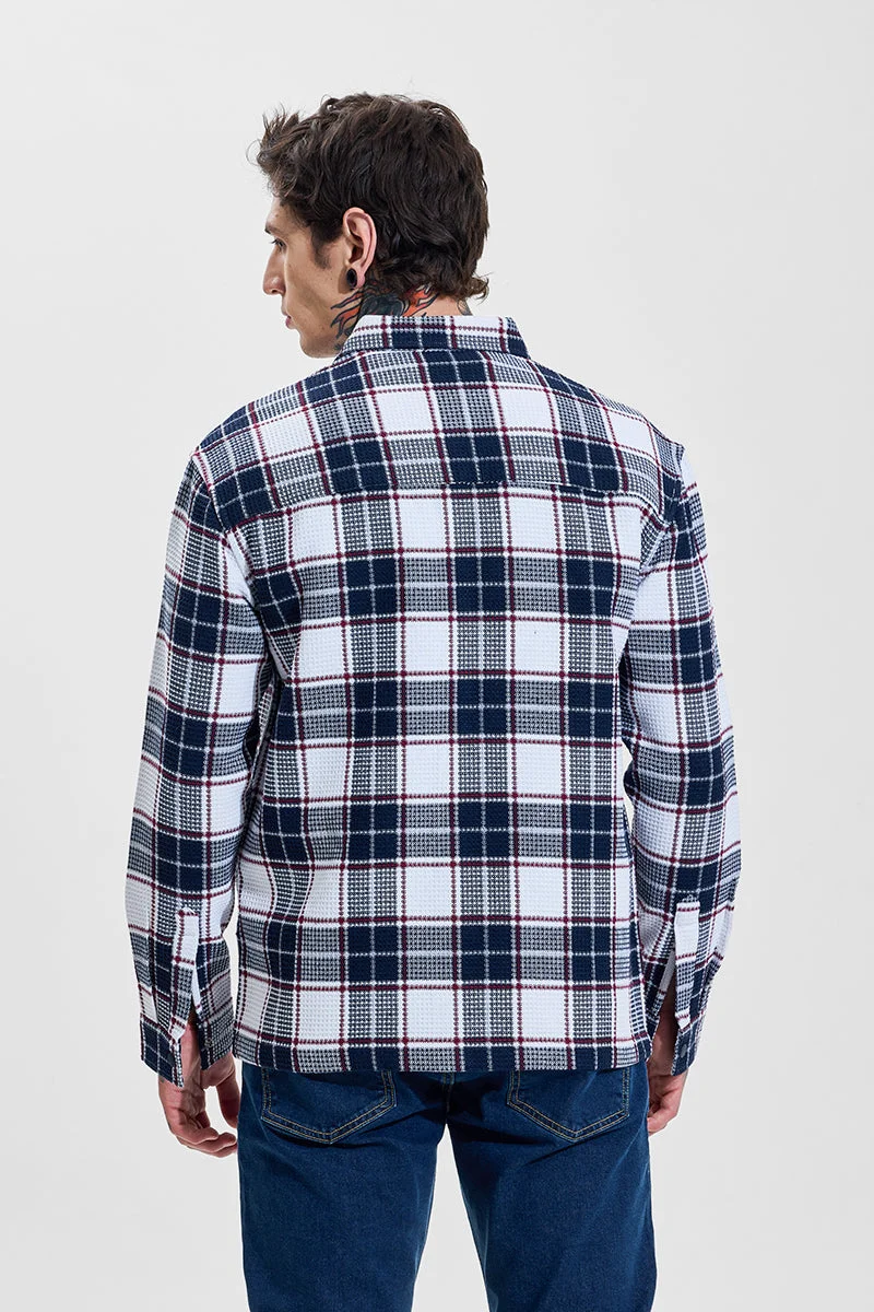 SNITCH Navy Checks Relaxed Fit Overshirt