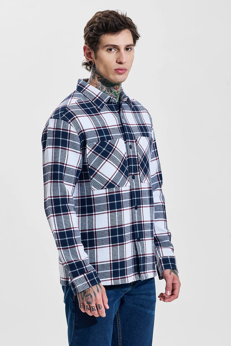 SNITCH Navy Checks Relaxed Fit Overshirt