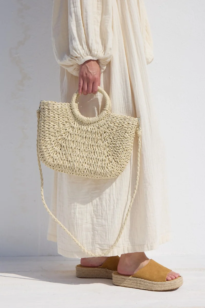 مانوكا Straw Handbag Beige