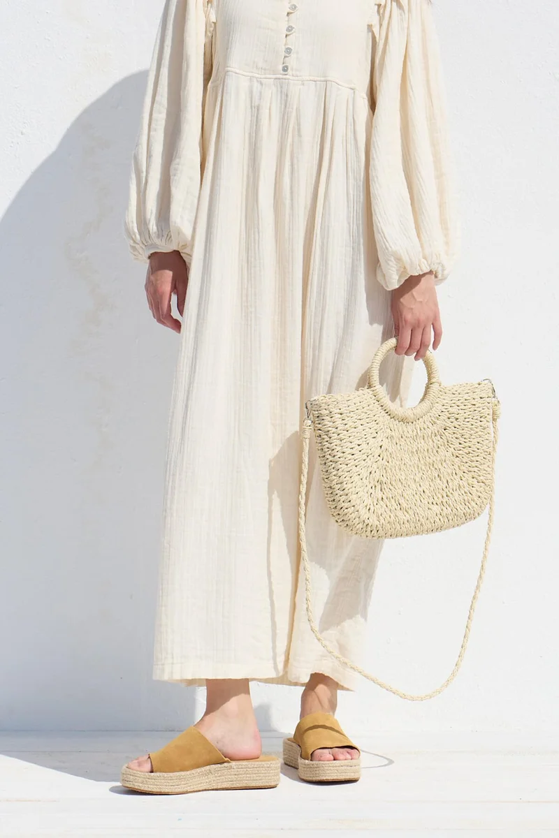 مانوكا Straw Handbag Beige