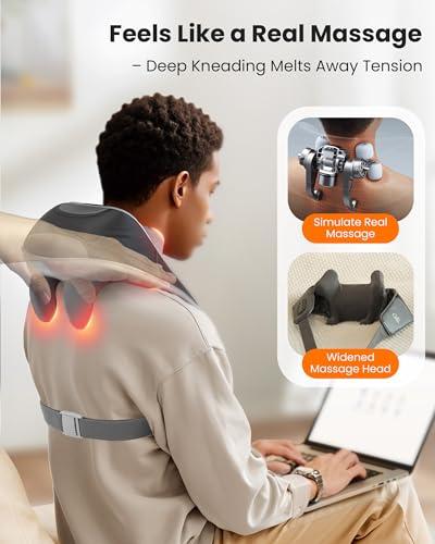 CILI Cordless Neck Massager with Heat 4D Shiatsu Shoulder Back Deep Tissue Neck Back Massager Pillow Wider Massage Head More Heating Area Gift for Dad Mom - Image 5