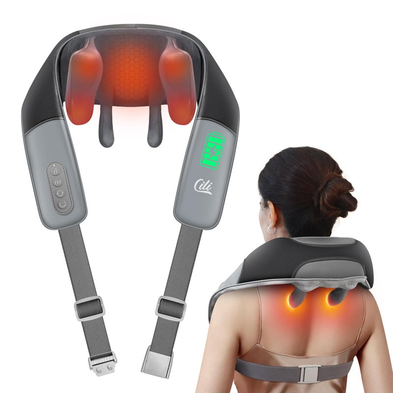 CILI Cordless Neck Massager with Heat 4D Shiatsu Shoulder Back Deep Tissue Neck Back Massager Pillow Wider Massage Head More Heating Area Gift for Dad Mom - Image 3