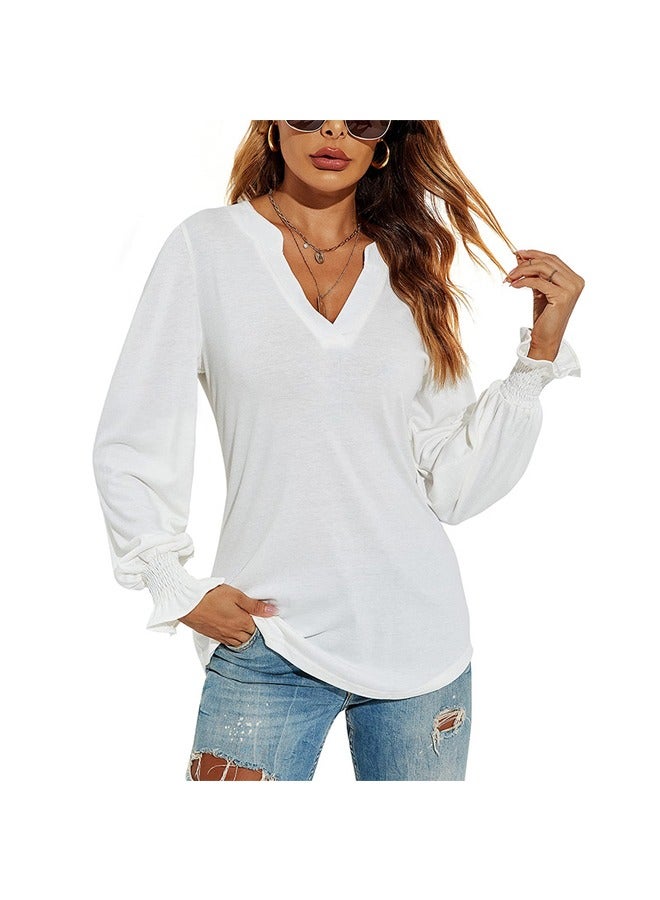 NIBEMINENT V-Neck Basic Casual Long Sleeve T-Shirt - Image 1