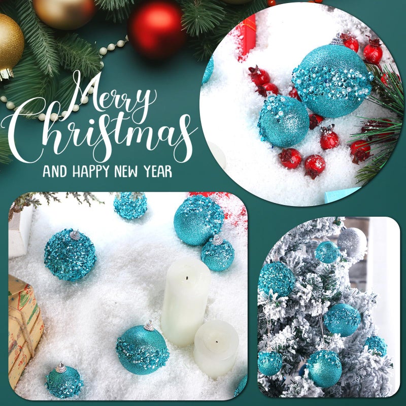 POEN 24 PCS GLITTER BLERTH BALL ORNAMERS SET ARCHERT TREE الحلي الشنق - Image 4