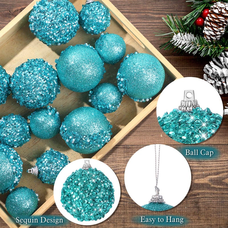 POEN 24 PCS GLITTER BLERTH BALL ORNAMERS SET ARCHERT TREE الحلي الشنق - Image 3