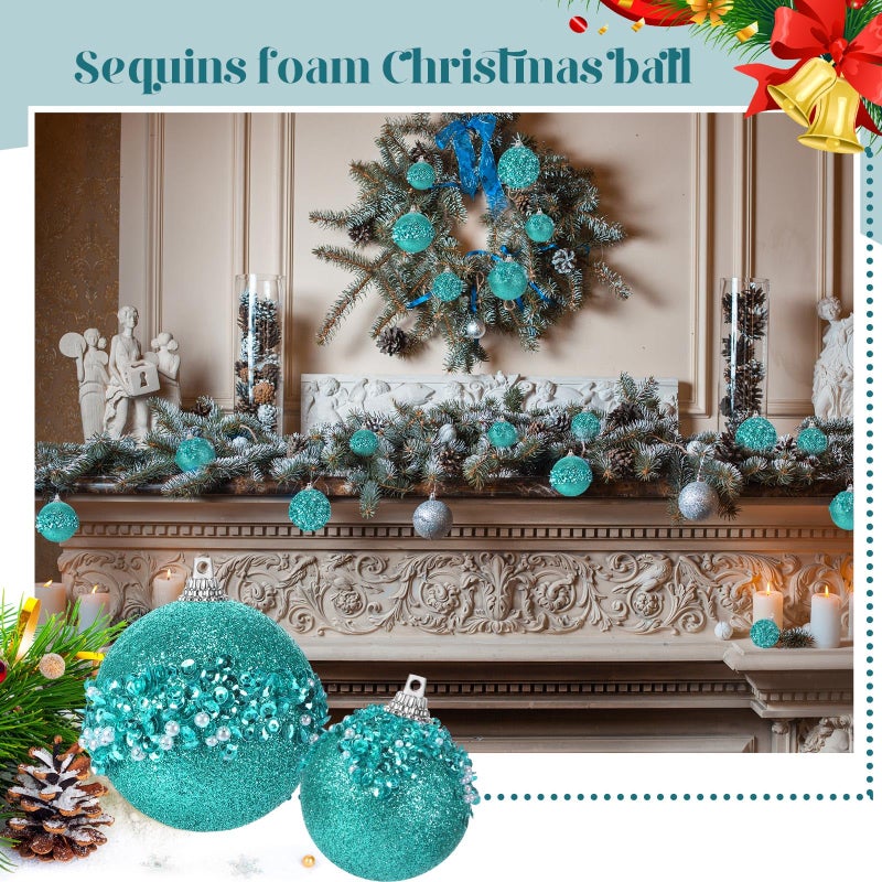 POEN 24 PCS GLITTER BLERTH BALL ORNAMERS SET ARCHERT TREE الحلي الشنق - Image 5